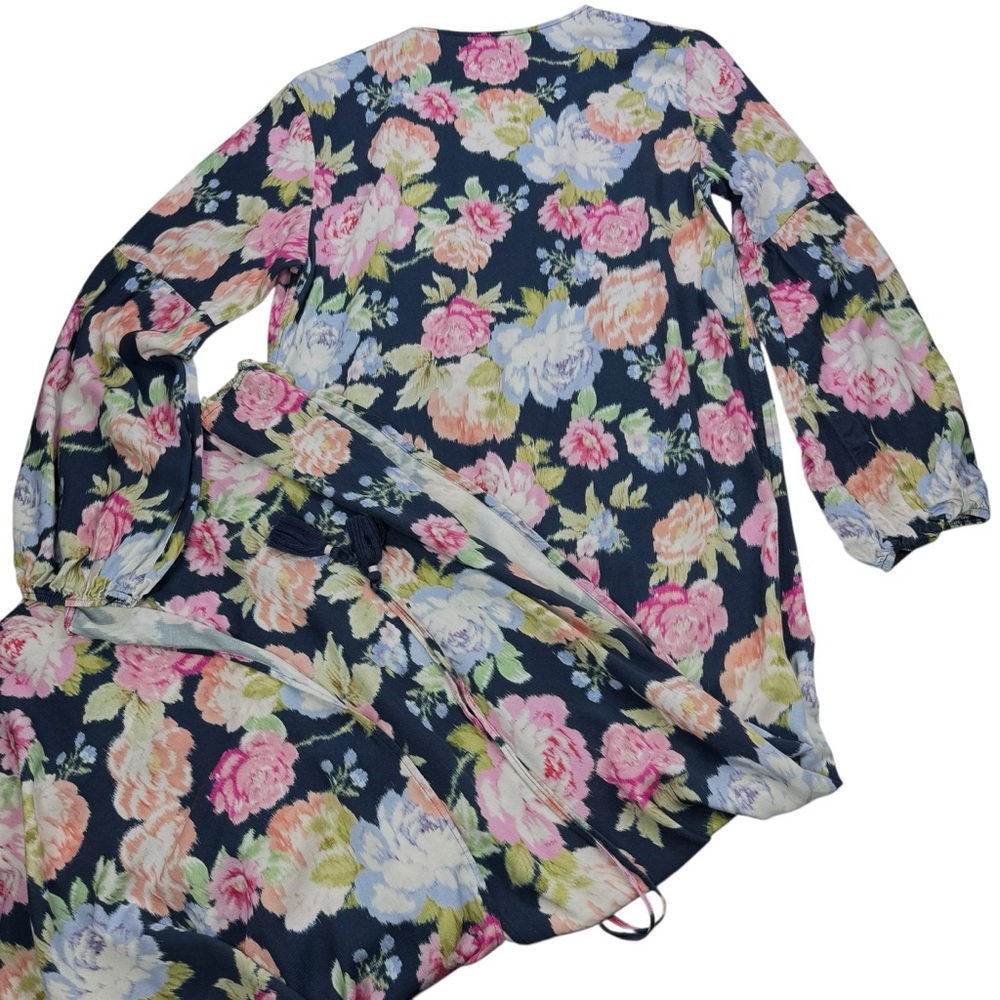 Maaji Navy Floral Long Tie-Front Swim Coverup - Picture 6 of 10